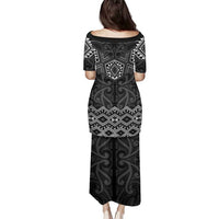 New Zealand Aotearoa Family Matching Puletasi and Hawaiian Shirt Black Taniko Art Maori Pattern LT05 - Polynesian Pride