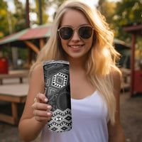 New Zealand Aotearoa Skinny Tumbler Black Taniko Art Maori Pattern LT05 - Polynesian Pride