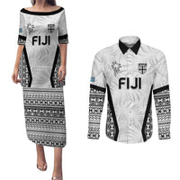 Custom Fiji 2026 Rugby Couples Matching Puletasi and Long Sleeve Button Shirt Fijian Tapa Pattern