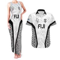Custom Fiji 2026 Rugby Couples Matching Tank Maxi Dress and Hawaiian Shirt Fijian Tapa Pattern LT05 White - Polynesian Pride
