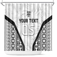 Custom Fiji 2026 Rugby Shower Curtain Fijian Tapa Pattern