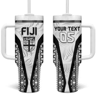 Custom Fiji 2026 Rugby Tumbler With Handle Fijian Tapa Pattern