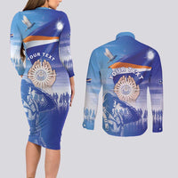 Personalised Marshall Islands Remembrance Day Couples Matching Long Sleeve Bodycon Dress and Long Sleeve Button Shirt We Will Always Remember