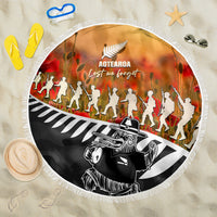 New Zealand ANZAC Rugby Beach Blanket Soldier Fern With Kiwi Bird LT05 One Size 150cm Black - Polynesian Pride