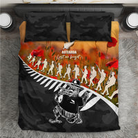 New Zealand ANZAC Rugby Bedding Set Soldier Fern With Kiwi Bird LT05 Black - Polynesian Pride