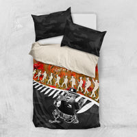 New Zealand ANZAC Rugby Bedding Set Soldier Fern With Kiwi Bird LT05 US Twin 172cm x 218cm Black - Polynesian Pride