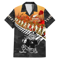 New Zealand ANZAC Rugby Family Matching Mermaid Dress and Hawaiian Shirt Soldier Fern With Kiwi Bird LT05 Dad's Shirt - Short Sleeve Black - Polynesian Pride