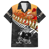 New Zealand ANZAC Rugby Family Matching Summer Maxi Dress and Hawaiian Shirt Soldier Fern With Kiwi Bird LT05 Dad's Shirt - Short Sleeve Black - Polynesian Pride