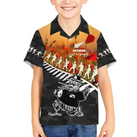 New Zealand ANZAC Rugby Family Matching Summer Maxi Dress and Hawaiian Shirt Soldier Fern With Kiwi Bird LT05 Son's Shirt Black - Polynesian Pride