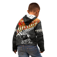 New Zealand ANZAC Rugby Kid Hoodie Soldier Fern With Kiwi Bird LT05 - Polynesian Pride