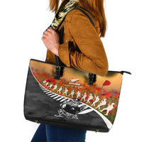 New Zealand ANZAC Rugby Leather Tote Bag Soldier Fern With Kiwi Bird LT05 Black - Polynesian Pride