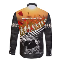 New Zealand ANZAC Rugby Long Sleeve Button Shirt Soldier Fern With Kiwi Bird LT05 - Polynesian Pride