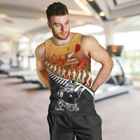New Zealand ANZAC Rugby Men Tank Top Soldier Fern With Kiwi Bird LT05 Black - Polynesian Pride