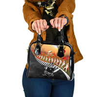 New Zealand ANZAC Rugby Shoulder Handbag Soldier Fern With Kiwi Bird LT05 One Size Black - Polynesian Pride