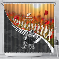 New Zealand ANZAC Rugby Shower Curtain Soldier Fern With Kiwi Bird LT05 - Polynesian Pride