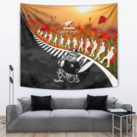 New Zealand ANZAC Rugby Tapestry Soldier Fern With Kiwi Bird LT05 Black - Polynesian Pride