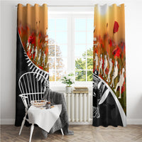 New Zealand ANZAC Rugby Window Curtain Soldier Fern With Kiwi Bird LT05 - Polynesian Pride