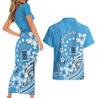 Personalised Penrhyn Gospel Day Couples Matching Short Sleeve Bodycon Dress and Hawaiian Shirt Cook Islands Tribal Pattern LT05 - Polynesian Pride