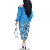 Personalised Penrhyn Gospel Day Family Matching Off The Shoulder Long Sleeve Dress and Hawaiian Shirt Cook Islands Tribal Pattern LT05 - Polynesian Pride