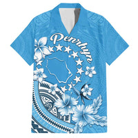Personalised Penrhyn Gospel Day Family Matching Off Shoulder Maxi Dress and Hawaiian Shirt Cook Islands Tribal Pattern LT05 Dad's Shirt - Short Sleeve Blue - Polynesian Pride