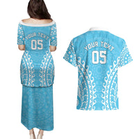 Custom Cook Islands Mauke Couples Matching Puletasi and Hawaiian Shirt Polynesian Tribal Tattoo LT05 - Polynesian Pride