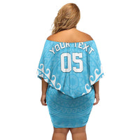 Custom Cook Islands Mauke Off Shoulder Short Dress Polynesian Tribal Tattoo