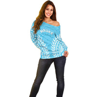 Custom Cook Islands Mauke Off Shoulder Sweater Polynesian Tribal Tattoo