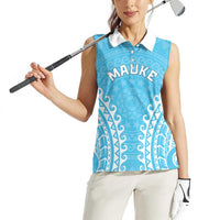 Custom Cook Islands Mauke Women Sleeveless Polo Shirt Polynesian Tribal Tattoo LT05 - Polynesian Pride