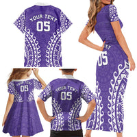Custom Cook Islands Rarotonga Family Matching Short Sleeve Bodycon Dress and Hawaiian Shirt Polynesian Tribal Tattoo LT05 - Polynesian Pride