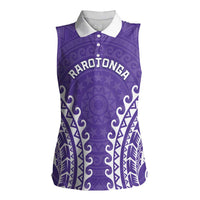 Custom Cook Islands Rarotonga Women Sleeveless Polo Shirt Polynesian Tribal Tattoo LT05 Female Purple - Polynesian Pride