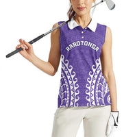 Custom Cook Islands Rarotonga Women Sleeveless Polo Shirt Polynesian Tribal Tattoo LT05 - Polynesian Pride