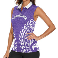 Custom Cook Islands Rarotonga Women Sleeveless Polo Shirt Polynesian Tribal Tattoo LT05 - Polynesian Pride