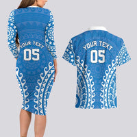 Custom Cook Islands Pukapuka Couples Matching Long Sleeve Bodycon Dress and Hawaiian Shirt Polynesian Tribal Tattoo LT05 - Polynesian Pride