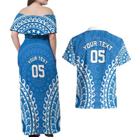 Custom Cook Islands Pukapuka Couples Matching Off Shoulder Maxi Dress and Hawaiian Shirt Polynesian Tribal Tattoo LT05 - Polynesian Pride
