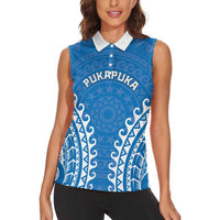 Custom Cook Islands Pukapuka Women Sleeveless Polo Shirt Polynesian Tribal Tattoo LT05 - Polynesian Pride