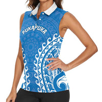 Custom Cook Islands Pukapuka Women Sleeveless Polo Shirt Polynesian Tribal Tattoo LT05 - Polynesian Pride