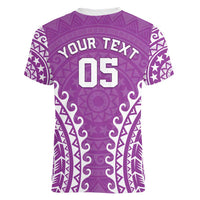 Custom Cook Islands Mangaia Women V-Neck T-Shirt Polynesian Tribal Tattoo LT05 - Polynesian Pride