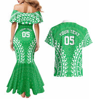 Custom Cook Islands Mitiaro Couples Matching Mermaid Dress and Hawaiian Shirt Polynesian Tribal Tattoo LT05 - Polynesian Pride