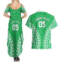 Custom Cook Islands Mitiaro Couples Matching Summer Maxi Dress and Hawaiian Shirt Polynesian Tribal Tattoo LT05 - Polynesian Pride