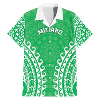 Custom Cook Islands Mitiaro Family Matching Mermaid Dress and Hawaiian Shirt Polynesian Tribal Tattoo LT05 Dad's Shirt - Short Sleeve Green - Polynesian Pride