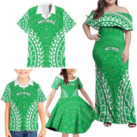 Custom Cook Islands Mitiaro Family Matching Off Shoulder Maxi Dress and Hawaiian Shirt Polynesian Tribal Tattoo LT05 - Polynesian Pride