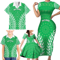 Custom Cook Islands Mitiaro Family Matching Short Sleeve Bodycon Dress and Hawaiian Shirt Polynesian Tribal Tattoo LT05 - Polynesian Pride