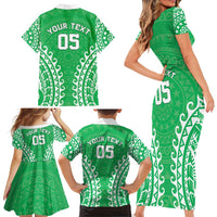 Custom Cook Islands Mitiaro Family Matching Short Sleeve Bodycon Dress and Hawaiian Shirt Polynesian Tribal Tattoo LT05 - Polynesian Pride