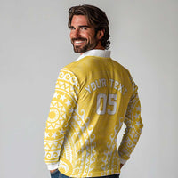 Custom Cook Islands Aitutaki Long Sleeve Polo Shirt Polynesian Tribal Tattoo