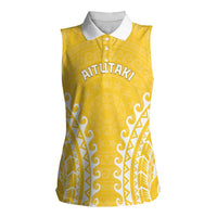 Custom Cook Islands Aitutaki Women Sleeveless Polo Shirt Polynesian Tribal Tattoo LT05 Female Yellow - Polynesian Pride