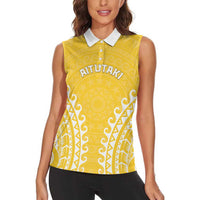 Custom Cook Islands Aitutaki Women Sleeveless Polo Shirt Polynesian Tribal Tattoo LT05 - Polynesian Pride