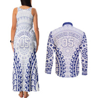Custom Cook Islands Palmerston Couples Matching Tank Maxi Dress and Long Sleeve Button Shirt Polynesian Tribal Tattoo LT05 - Polynesian Pride