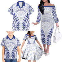 Custom Cook Islands Palmerston Family Matching Off The Shoulder Long Sleeve Dress and Hawaiian Shirt Polynesian Tribal Tattoo