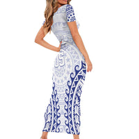 Custom Cook Islands Palmerston Family Matching Short Sleeve Bodycon Dress and Hawaiian Shirt Polynesian Tribal Tattoo