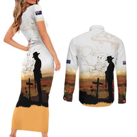 Australia And New Zealand ANZAC Day Couples Matching Short Sleeve Bodycon Dress and Long Sleeve Button Shirt Battle Of Beersheba LT05 - Polynesian Pride